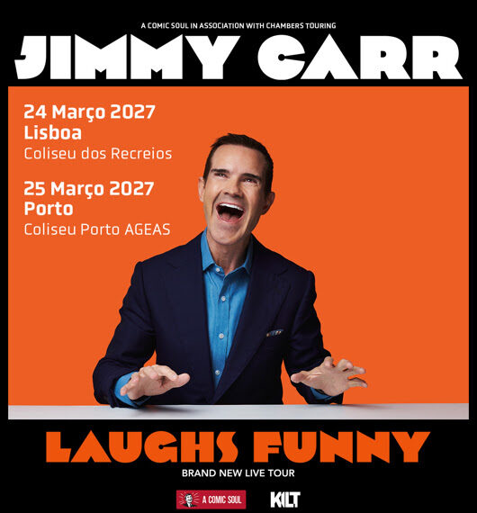 Jimmy Carr regressa a Portugal em março de 2027 para dois espetáculos nos Coliseus de Lisboa e Porto