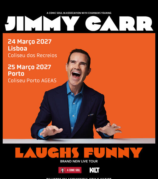 Jimmy Carr regressa a Portugal em março de 2027 para dois espetáculos nos Coliseus de Lisboa e Porto